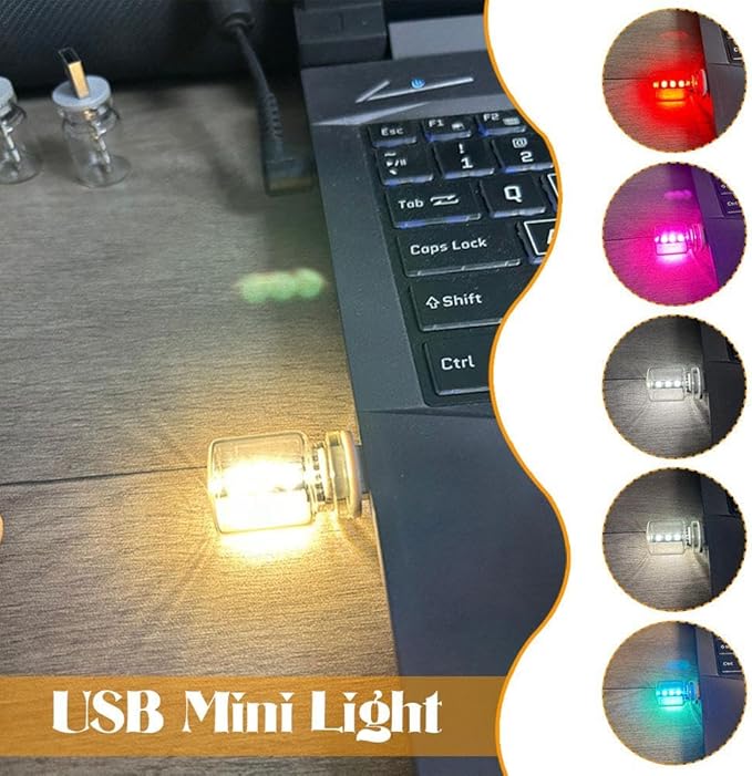 USB LED Car Interior Atmosphere Lights,USB Retro Car Lamps,Plug-in USB Automotive Light,Touch Control LED Night Light,Mini LED Bulb Lamp for Car, Bedroom, Hallway,Living Room,Computer
