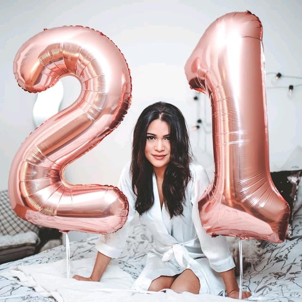 Rose Gold 12 Number Balloons - 40 Inch Balloons for 12th Birthday & Special Celebrations