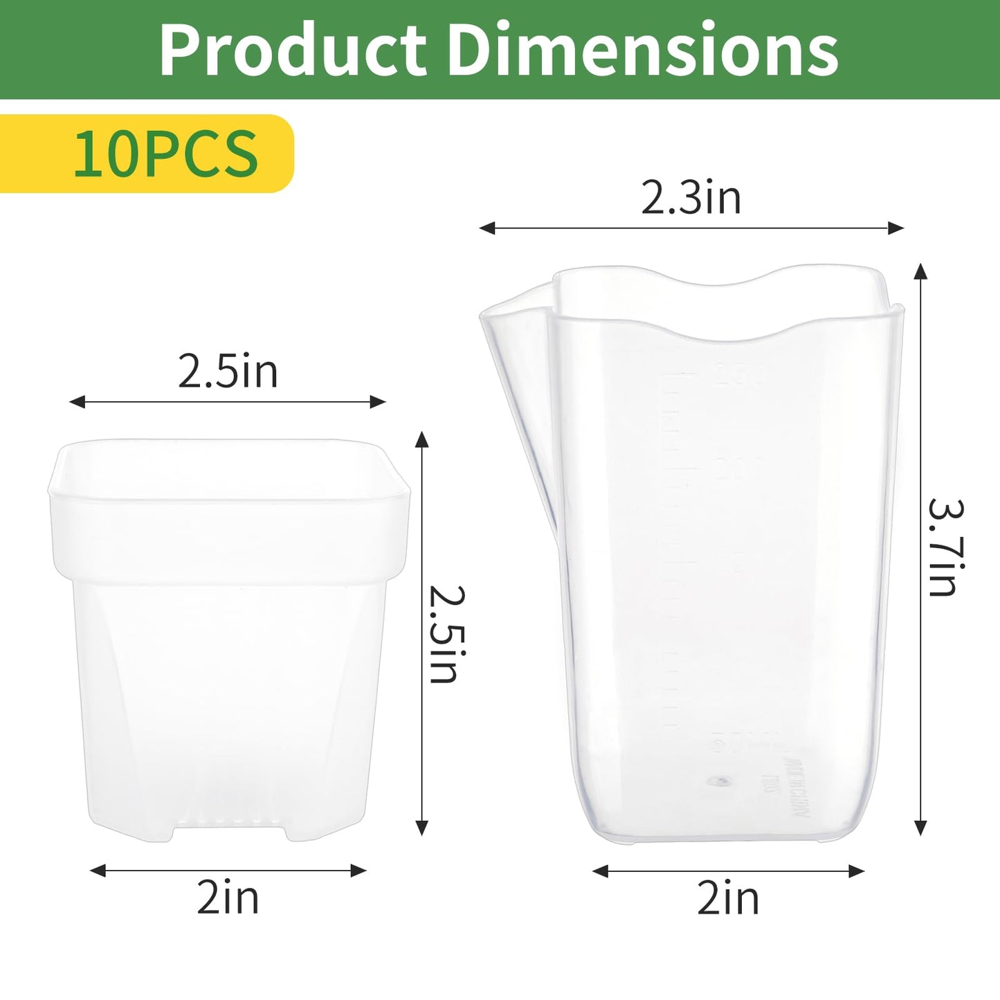 10 Pack 2.5 Inch Small Self Watering Pots for Indoor Plants Mini Clear Plastic Planters, Self Watering Pot for Propagation Cuttings Seedlings, Herbs, Succulents, Pothos Spider Plants