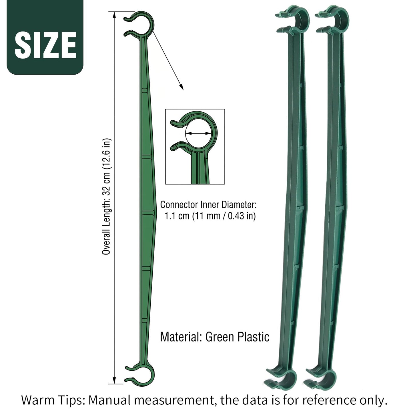 100 PCS Stake Arms for Tomato Cage, 12.6” Expandable Trellis Connectors,Plant Support Garden Stakes, Tomato Stake Supports Fit for 11mm Stakes, for Climbing Plants, Flowers,Vegetables