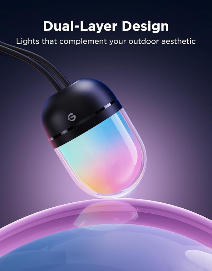 Govee Outdoor Chromatic String Lights, 32.8ft RGBIC Outdoor Lights with 55 Uni-IC Control LED Bulbs, 111+ Scene Modes, IP67 Waterproof, String lights compatible with Alexa, Google, Matter, App Control