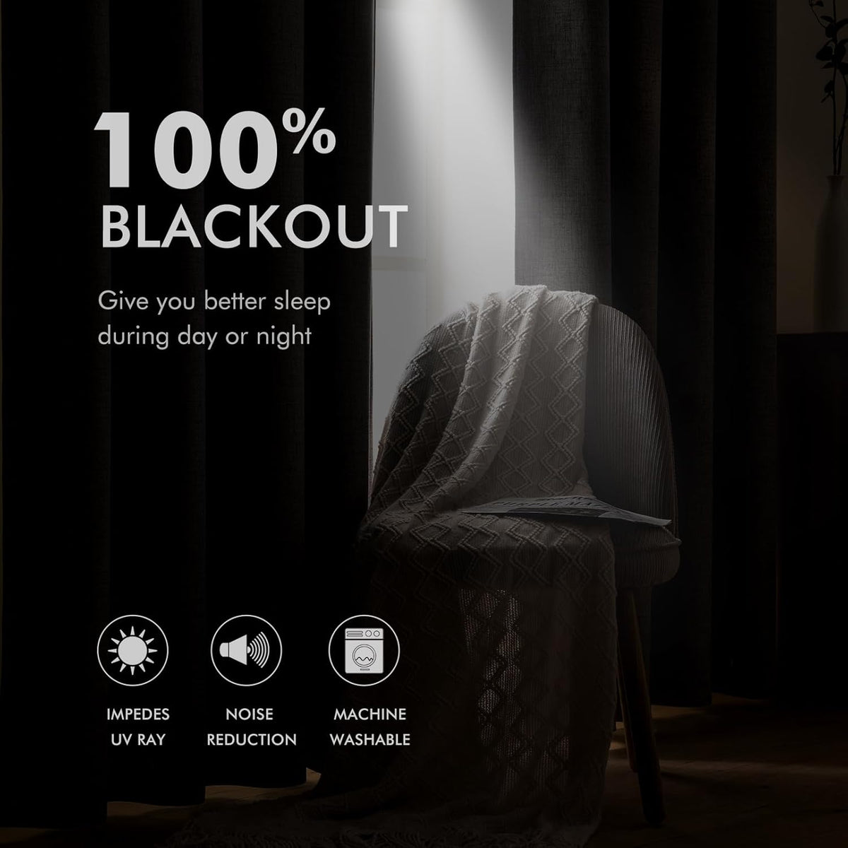 MIULEE 100% Blackout Linen Textured Curtains - Thermal Insulated Copper Brown Drapes | 52 x 72 Inch (2 Panels)