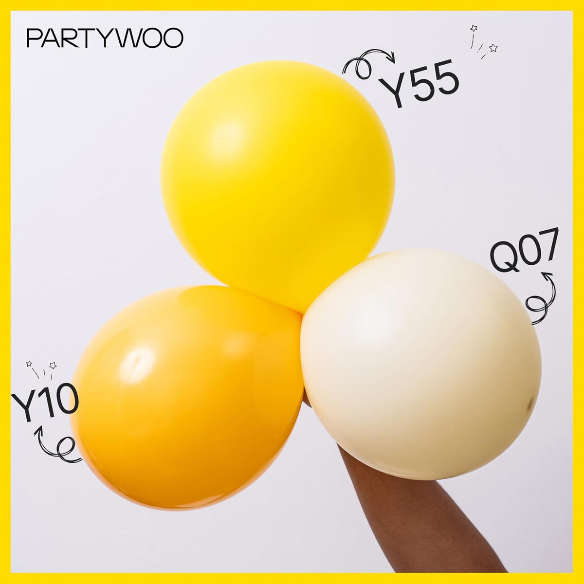 PartyWoo Yellow Balloons - 120-Piece Matte Latex Balloon Arch Kit | Various Sizes for Celebrations