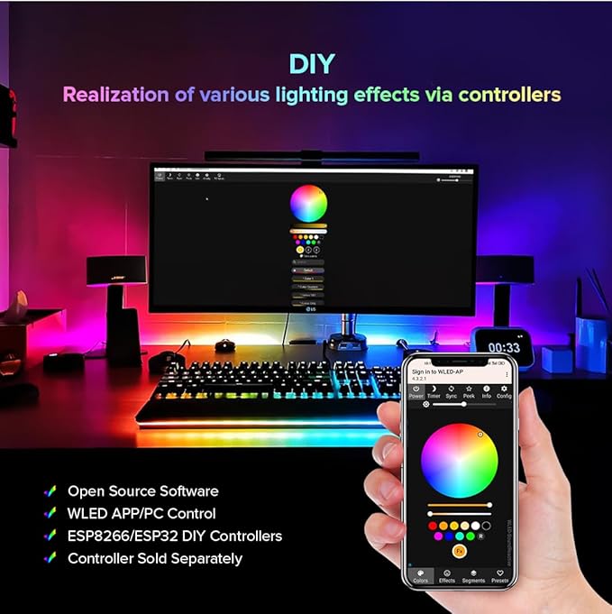 BTF-LIGHTING WS2811 Diffused Digital RGB LED Pixel String Light 12mm Individually Addressable Round LED Module 50pcs/String IP68 Waterproof DC12V