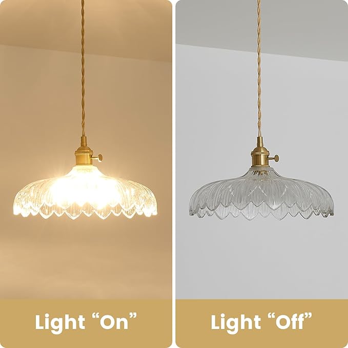 Plug in Pendant Light, 14Ft Cord Clear Glass Shade Hanging Light, Industrial Pendant Light for Dinning Room On/Off Switch Hanging Lamp Plug in, Bedroom and Kitchen Island