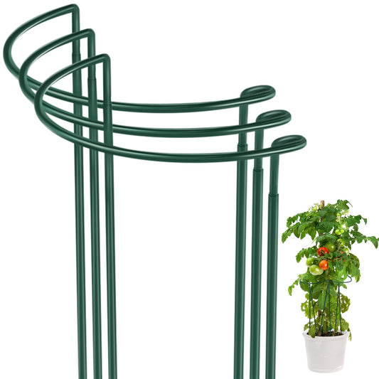 Tioncy 3 Pcs 48 H x 12.6 W Plant Support Stakes Cages for Garden, Metal Half Round Plants Tension Rods for Indoor Outdoor Large Tall Flower Vegetables Tomato Peony Rose Support
