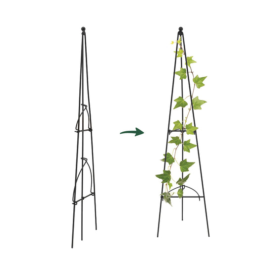 Arcadia Garden Products – No Assembly Required – 3 ft Folding Metal Obelisk Trellis for Climbing Plants – Plastic-Coated Grow Support for Indoor Outdoor Flowers, Vegetables, Vines, Ivy