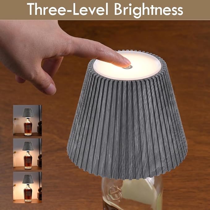 WILIT Wireless Bottle Lamp Shades for Table Lamps, 3 Level Brightness Touch Lamps for Nightstand, Rechargeable Cordless Lamp for Bedroom, Restaurant Bottle Light, Table Top Decor, Cool House Stuff