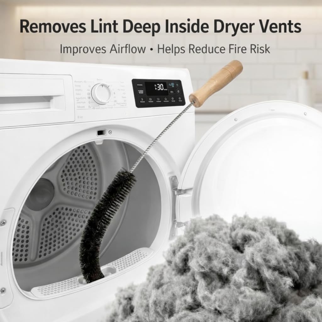 Skiennix Dryer Vent Cleaner Kit - Flexible Lint Brush & Long Refrigerator Coil Brush (1-Pack)
