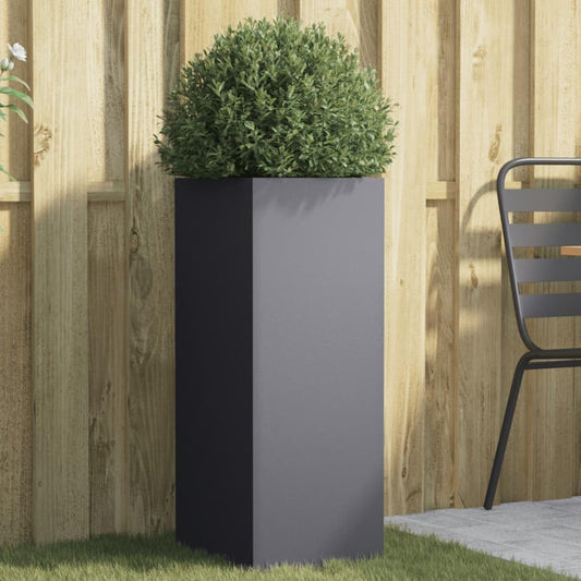 FMPGJLYH Modern Tall Metal Planter Box, 29.5 Inch Rectangular Garden Flower Pot for Patio, Balcony and Indoor Home Decor, Durable Cold-Rolled Steel, Anthracite