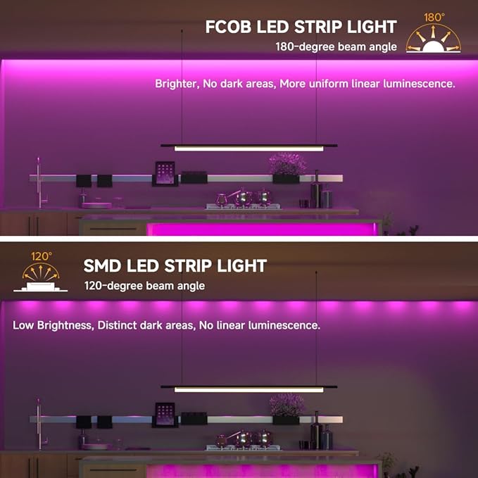 BTF-LIGHTING FCOB COB FOB LED Strip Lights 5V USB Powered 9.8FT 960LEDs Purple Color 8mm Width Dimmable CRI 90+ with 3M Tape Flexible High Density for 3D Printer TV Backlight PC DIY Decor