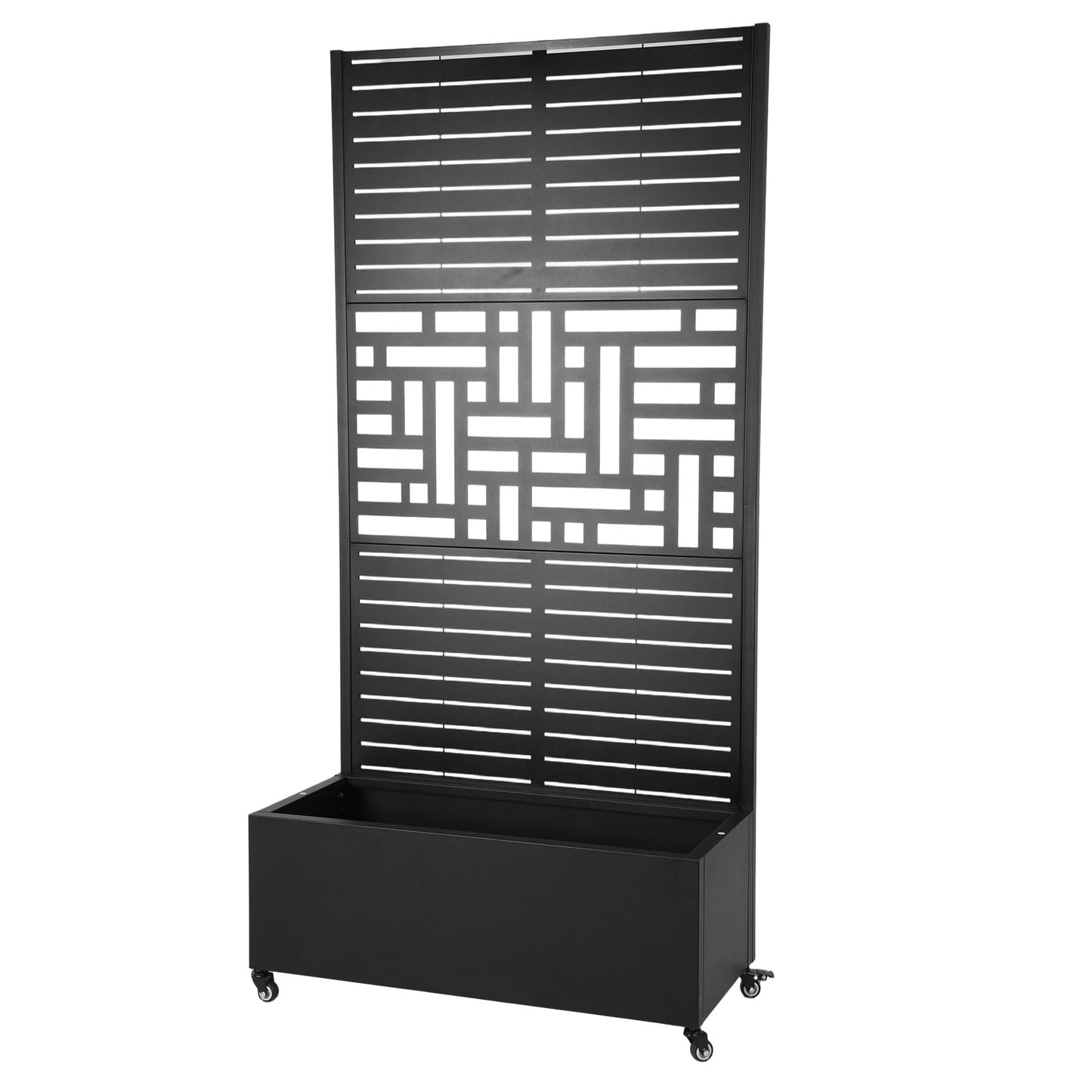 Hubxinly Metal Planter Box with Trellis Standing Planter Box for Climbing Plants/Vines Raised Garden Bed On Wheels 70.87x35.43x15.75 Inch