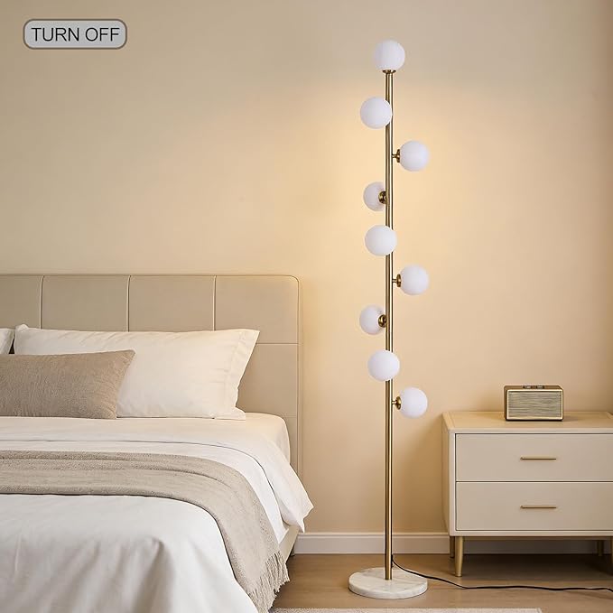 Hsyile Modern Creative Floor Lamp for Living Room,Bedroom,Office,Globe High Pole Standing Lamp, Tree Lamp (Brass)