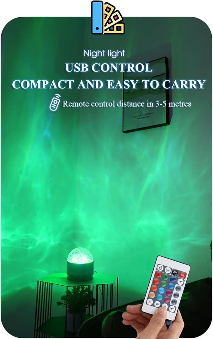 Ocean Wave Projector Light, 16 Color Water Ripple Lamp with Remote Control, 3D Ocean Lamp for Home Office Bar Restaurant