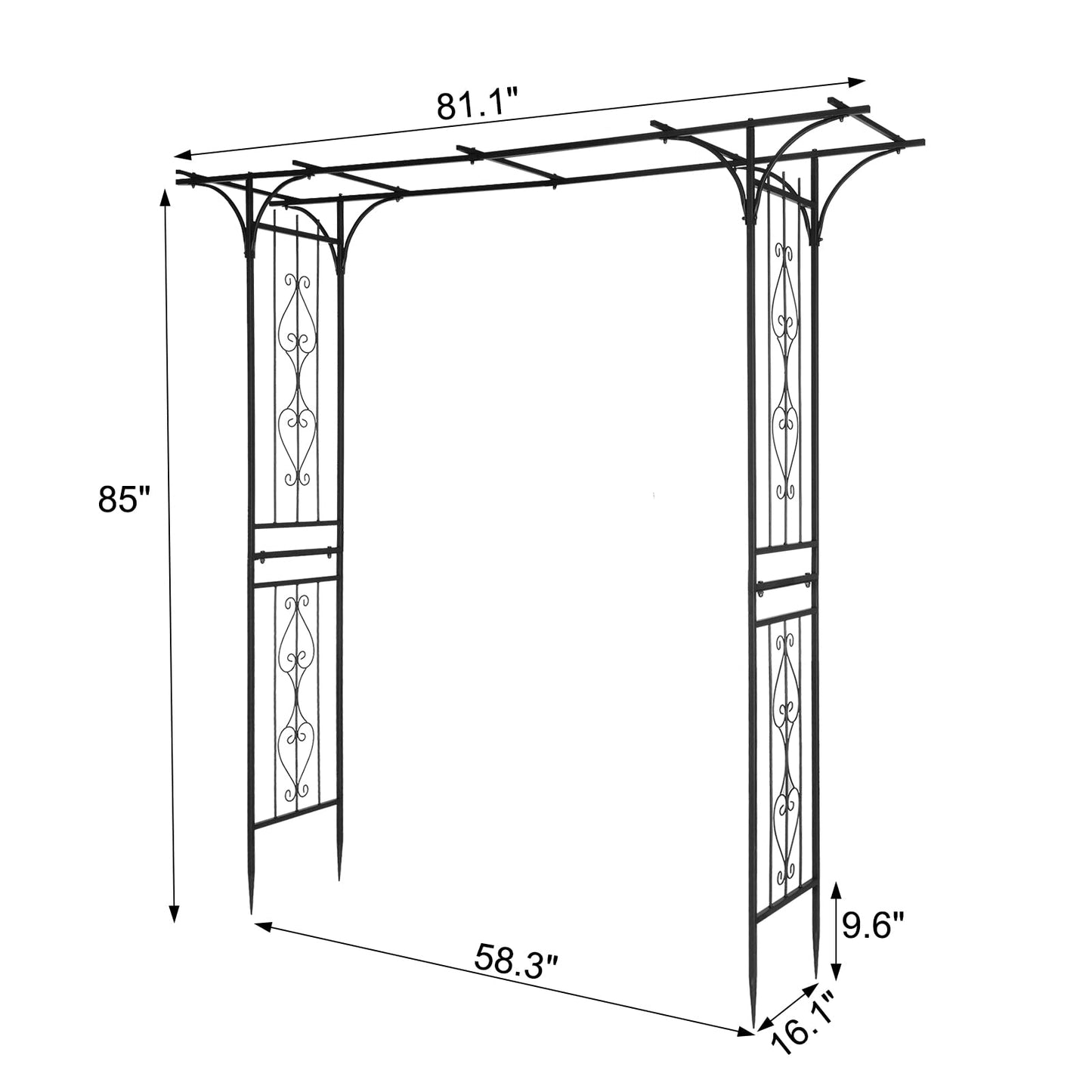 NAICKUC Garden Arch Trellis for Climbing Plants Outdoor, Wedding Arch Backdrop Stand, 7.1ft Metal Arched Framework for Weddings, Birthday Parties, Garden Arbor, Photography Studio Backdrops
