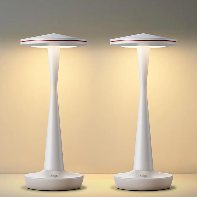 SAKRINGT Rechargeable Cordless Table Lamp, 72Hrs Battery Operated LED Table Light, Portable Touch Dimmable Lamp for Restaurant Patio Dining Outdoor Camping
