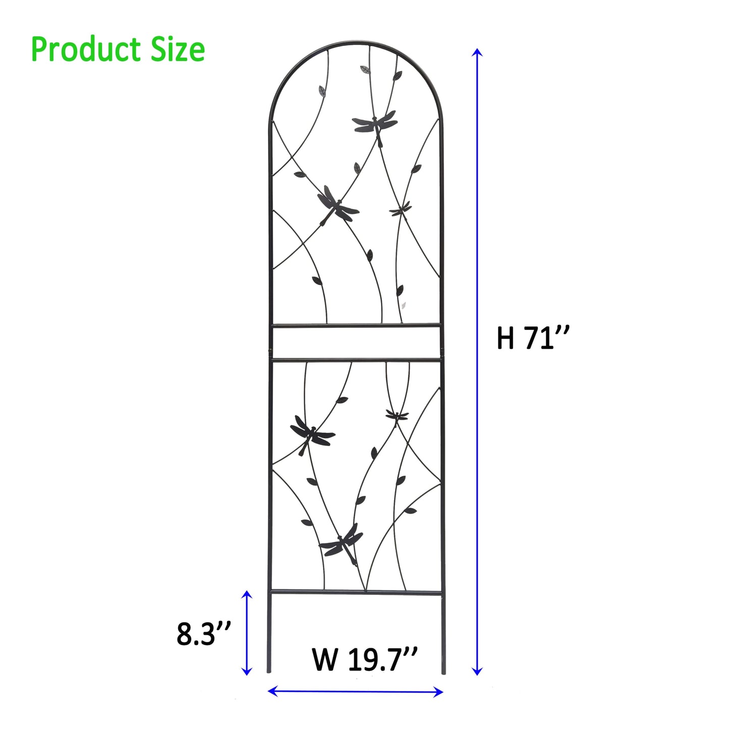 2 Pack Large Garden Trellis Heavy Duty Rustproof Iron Plant Trellis for Potted Plant Support Metal Climbing Rose Trellis Vine Vegetable Cucumber, Black -71" H x 19.7" W