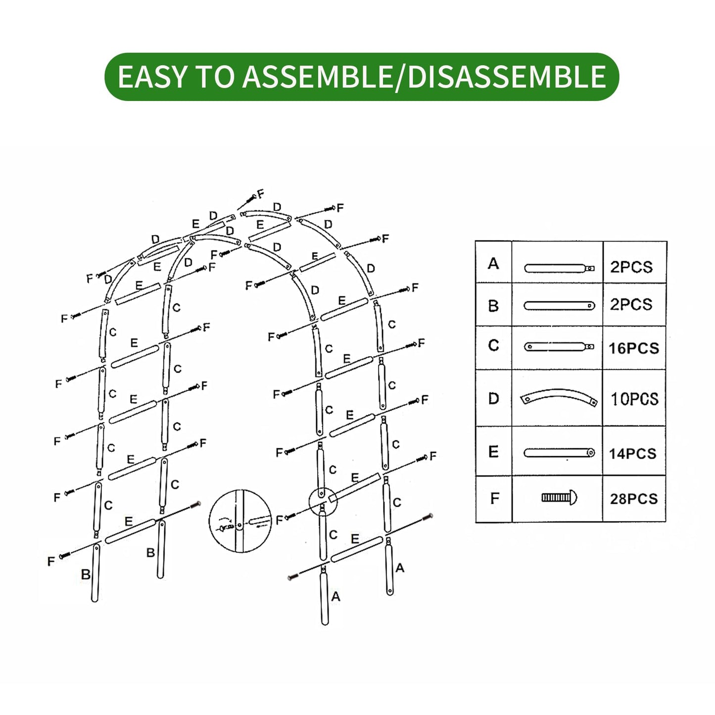 SCENDOR Iron Pergola Arbor Practical, 7.9 Feet High x 4.6 Feet Wide, Assemble Easily for Various Climbing Plant Wedding Garden Arch Bridal Party Decoration Wide Arbor