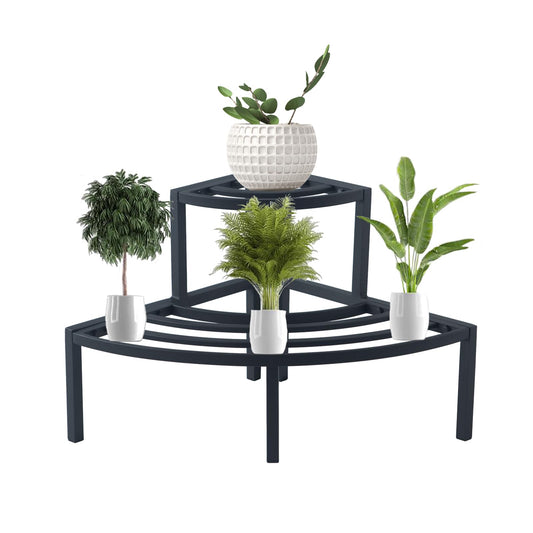 DHYGOTFUR Aluminum 2-Tier Plant Stand Lightweight, Sturdy, and Rust-Free Corner Shelf Ladder Rack Perfect for Indoor and Outdoor Greenery Display
