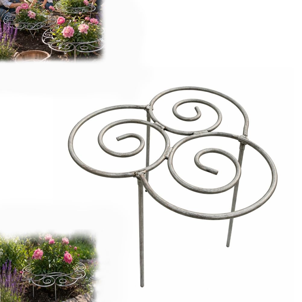 Metal Plant Support Ring for Garden, Peony Cage Stand, Indoor Pots, Flower Hoop, Decorative Grow Through Rings, Stackable Houseplant Stake, Dahlia Cage, Outdoor Orchid Clip(1PC,Small)