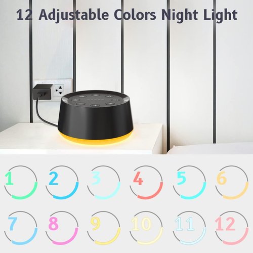 Brown Noise Sound Machine by [Brand Name] - 30 Soothing Sounds & 12 Color Night Light | Perfect for Sleep & Relaxation