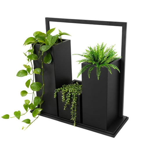 EcoTypee Tall Planters for Outdoor Plants, 31.5In Tall All-Weather Rectangular Metal Planter Box with Drainage Holes, Geometric Outdoor Planter Box for Plants, Flowers, Vegetables, Garden