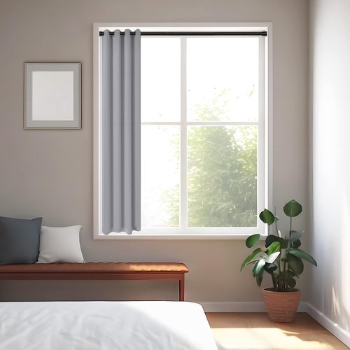 Black Tension Curtain Rod - Adjustable 28 to 48 Inch No-Drill Design for Windows & Bathrooms