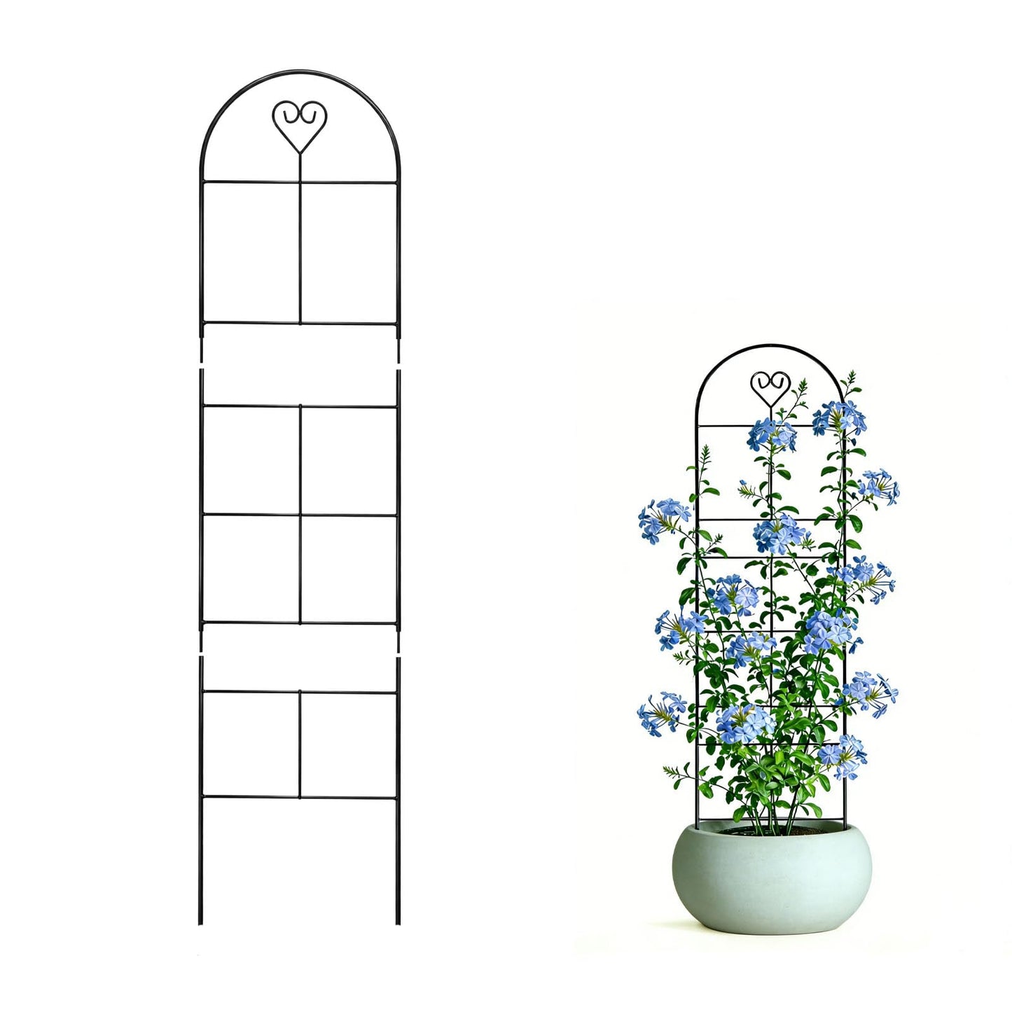 46" Metal Garden Trellis, 3-Section Plant Trellis for Climbing Plants Indoor & Outdoor, Plant Support for Roses, Vines & Vegetables, 1 Pack, Black