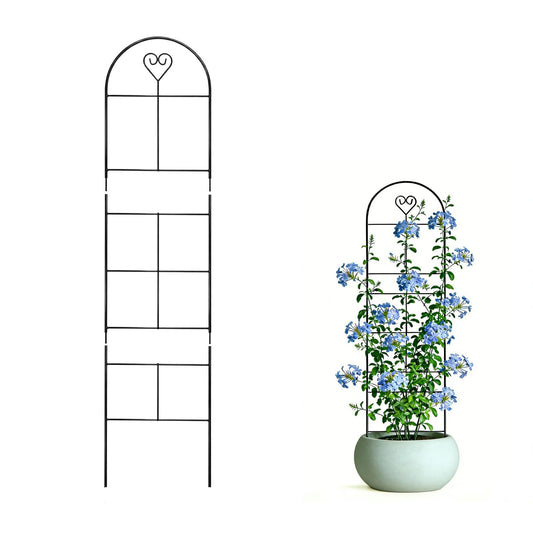 46" Metal Garden Trellis, 3-Section Plant Trellis for Climbing Plants Indoor & Outdoor, Plant Support for Roses, Vines & Vegetables, 1 Pack, Black
