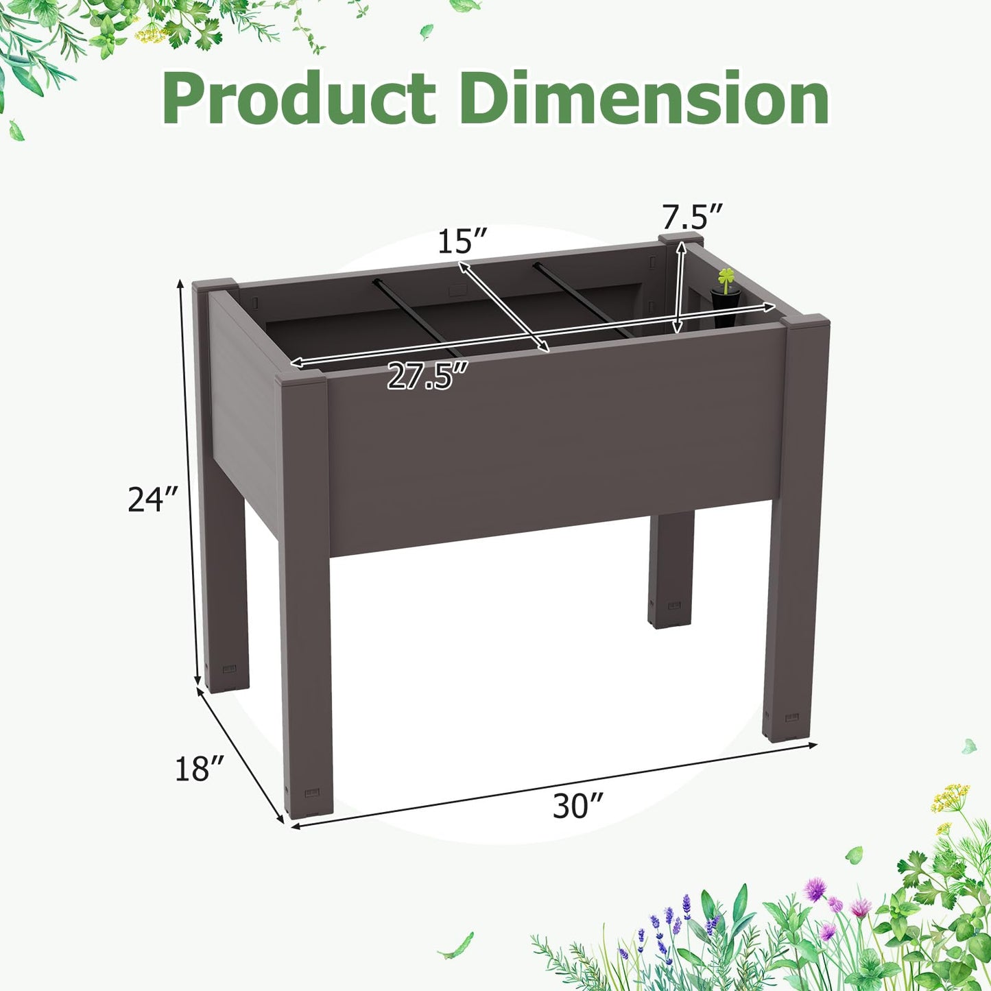 Toolsempire Raised Garden Bed Outdoor, Elevated Planter Boxes with Legs & Water Level Indicator, Garden Box Self-Watering Raised Beds for Gardening, Balcony & Deck (Coffee)