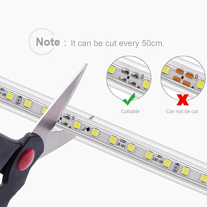 Super Bright Outdoor LED Strip Lights, AC 110V 3500K Flexible LED Rope Lights Waterproof 600 LEDs 16.4ft LED Light Strip for Garden Patio Cabinet Bedroom Indoor Outdoor Decoration (16.4FT,Warm White)