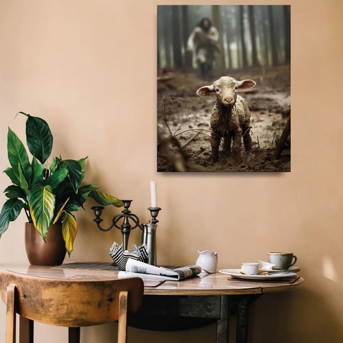 Christian Wall Art | Jesus with Lamb Canvas Print - Religious Home Decor, 8x10 Inch, Made in USA