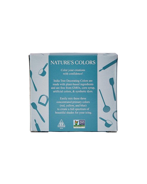 India Tree Nature’s Colors Natural Liquid Food Coloring Set - Plant-Based, Allergen-Free, 3 Bottles (Red, Yellow, Blue) 1.265 oz