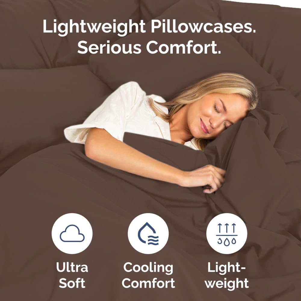 Ultra Soft Queen Pillow Cases by [Brand Name] - Hotel Quality, Wrinkle-Free & Easy-Care - 10 Pcs Set in Brown