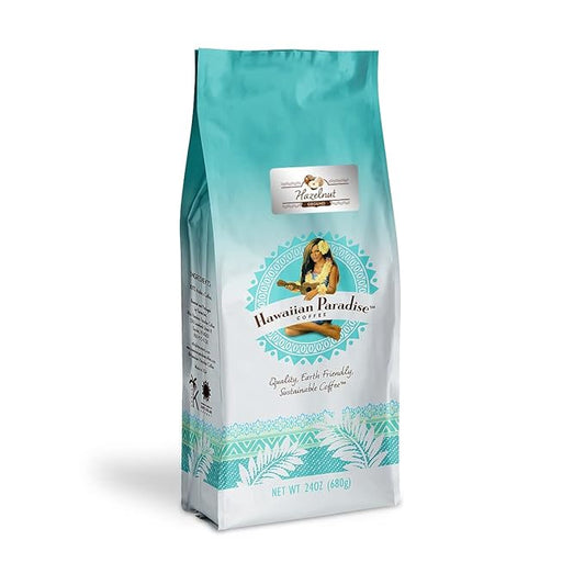 Hawaiian Paradise Coffee Hazelnut Ground Coffee - Premium Rich Flavored Bold Signature Brewed – 100% Arabica Beans (Hawaiian Hazelnut 24oz. Bag Ground)