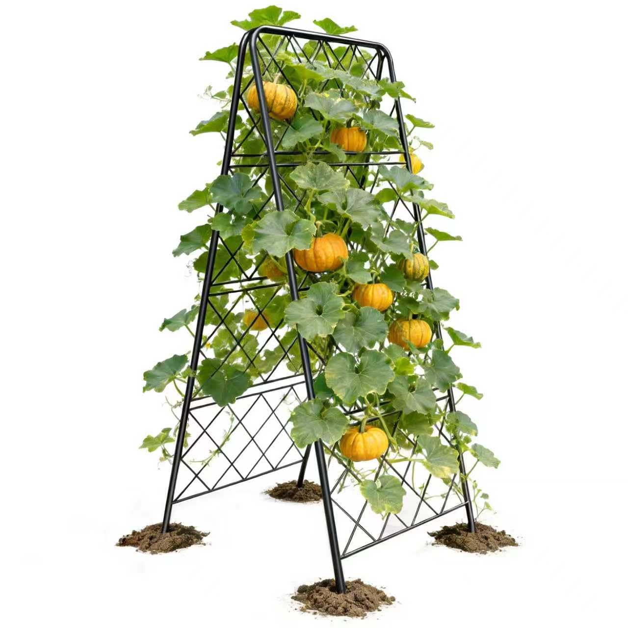 50"x17" Heavy Duty Metal Garden Trellis - Rust-Proof A-Frame Cucumber Trellis with High-Density Rhombus SteelGrats for Climbing Plants, Tomatoes & Raised Beds, Outdoor Use (1 Pack)