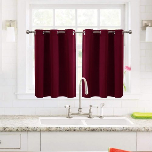 ChrisDowa Small Window Curtains - Grommet Thermal Insulated Room Darkening Panels, Burgundy Red, 42 x 36 Inch