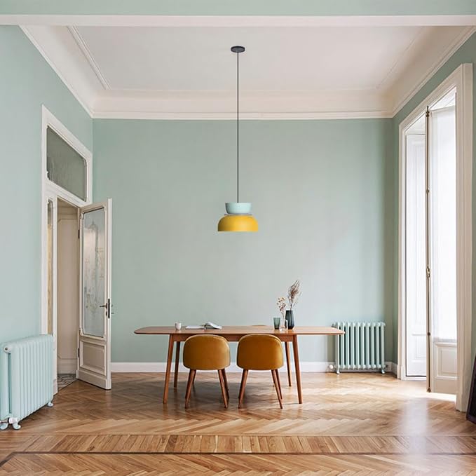 Macaron Kitchen Island Pendant Light Boho Yellow Blue Lamp Shade Mid Century Modern Hanging Light Fixtures Nordic Retro Hanging Pendant Light for Entrance Laundry Room Breakfast Nook