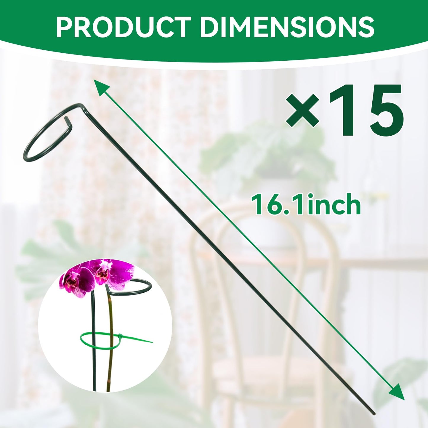 Karlstruyn 15 Pack Plant Stakes, 16.1 Inch Plant Support Stakes, Metal Garden Stakes 30 Twist Ties, Plant Sticks Support, Flower Stakes for Monstera, Tomato Seedling, Sunflower, Hydrangea Etc
