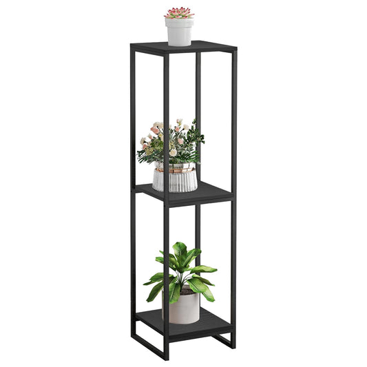 JEPRECO 46" Tall Plant Stand Indoor, 3-Tier Modern Plant Shelf, Corner Flower Pot Holder Organizer for Living Room Balcony Patio Garden (Black)