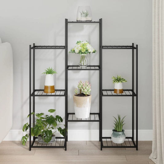 Qnhdfrt Tall Flower Stand Indoor Outdoor Modern Plant Stand with 10 Corner Shelves Black Powder-Coated Iron, for Living Room Balcony Garden Patio