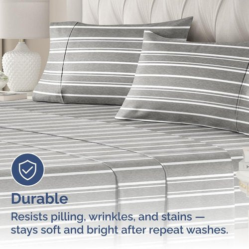King Standard Pillow Cases Set of 2 - Ultra-Soft Hotel Quality Pillowcase Covers - Comfy, Cozy & Fade Free - Wrinkle Resistant - Machine Washable Pillow Protectors - 2 Piece Set - Grey Stripes 3