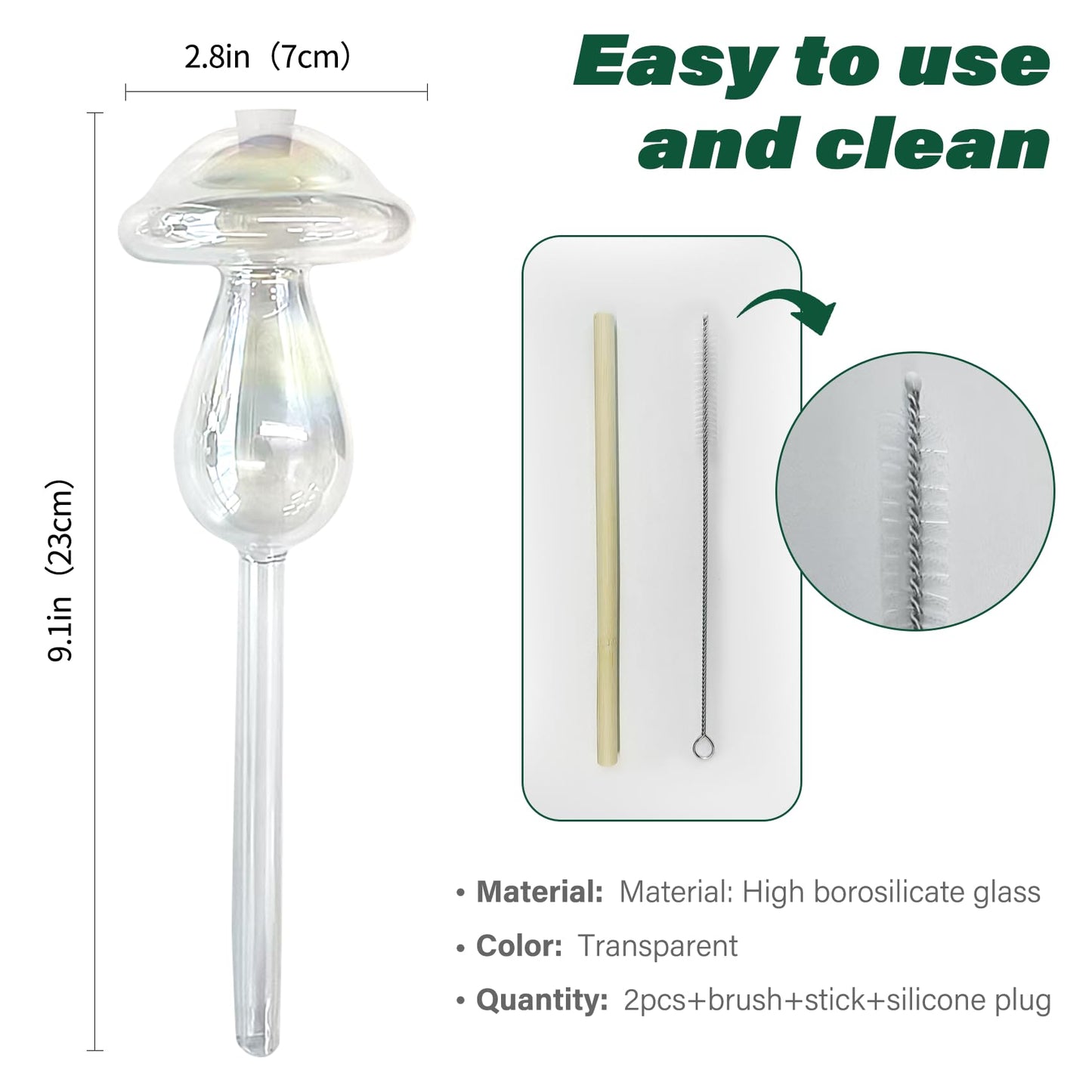 2 Pcs Glass Self Watering Globes, Iridescent Automatic Plant Waterer Bulbs Devices for Indoor & Outdoor Plants, Slow Release Watering Devices System for Various Plants