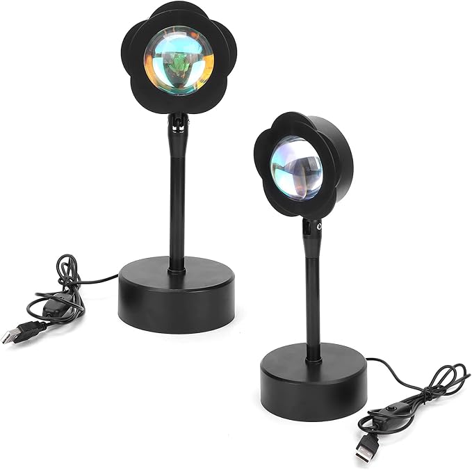 Sunset Projection Lamp, LED Atmosphere Light with 180 Degree Rotation, USB Powered Rainbow Night Light for Room Decor, Photography and Romantic Ambience (Sun)