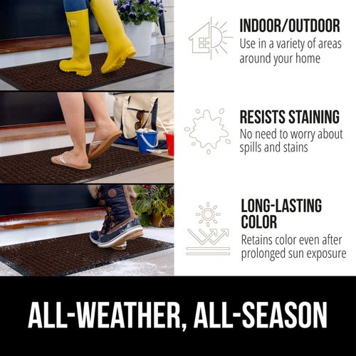 GORILLA GRIP Waterproof All-Season WeatherMAX Doormat - 35x23 Natural Rubber, Stain & Fade Resistant, Easy Clean
