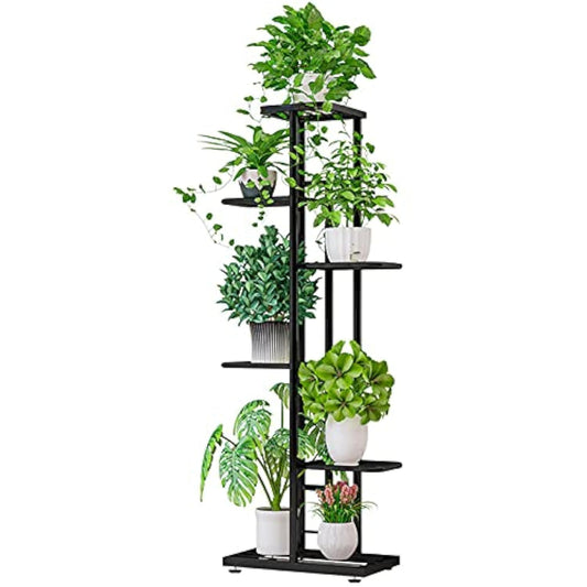 MTB Garden 6 Tier Metal Plant Stand for Indoor Outdoor Flower Pot Display Planter Shelf, Charcoal Grey