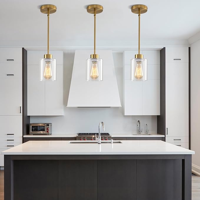 Modern Black Farmhouse Pendant Light with Glass Shade,Industrial Pendant Lighting, Adjustable Hanging Light Fixtures, Farmhouse Pendant Lighting