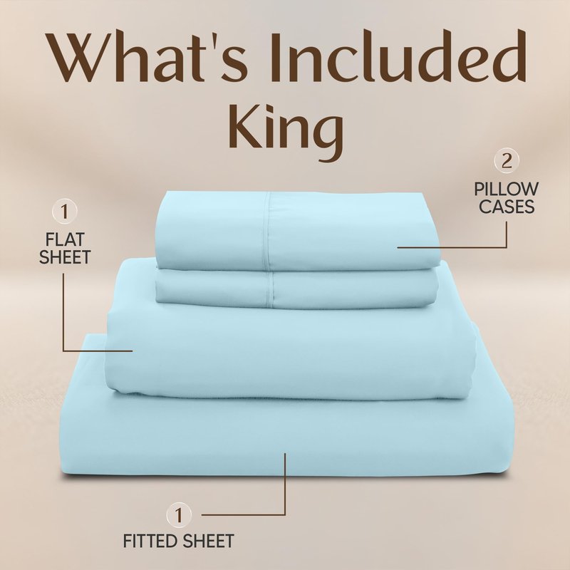 Utopia Bedding King Size Sheet Set – 4 Piece Bed Sheets, Soft and Breathable Microfiber, Includes 1 Fitted Sheet, 1 Flat Sheet and 2 Pillowcases – Oeko Tex (Ice Blue)