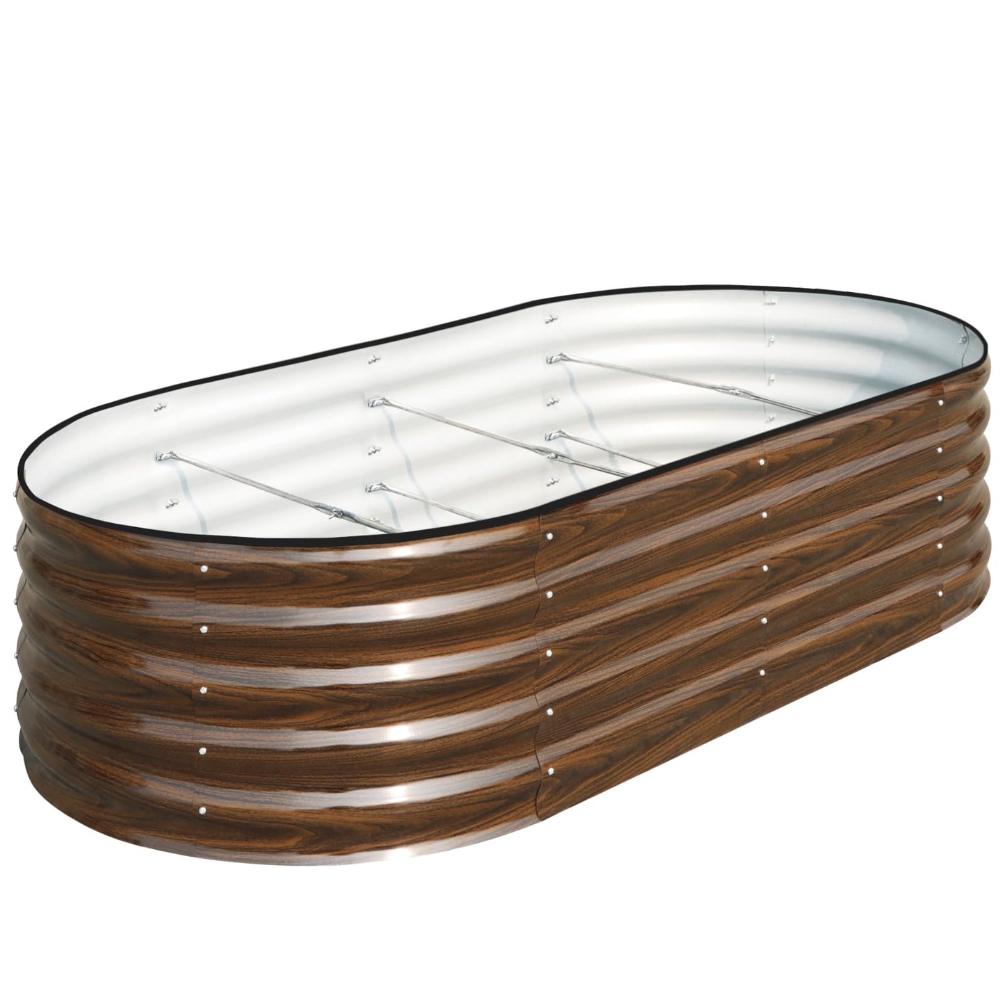 SnugNiture Galvanized Raised Garden Bed, 8x4x1.5ft Oval Metal Planter Box for Planting Outdoor Plants Vegetables