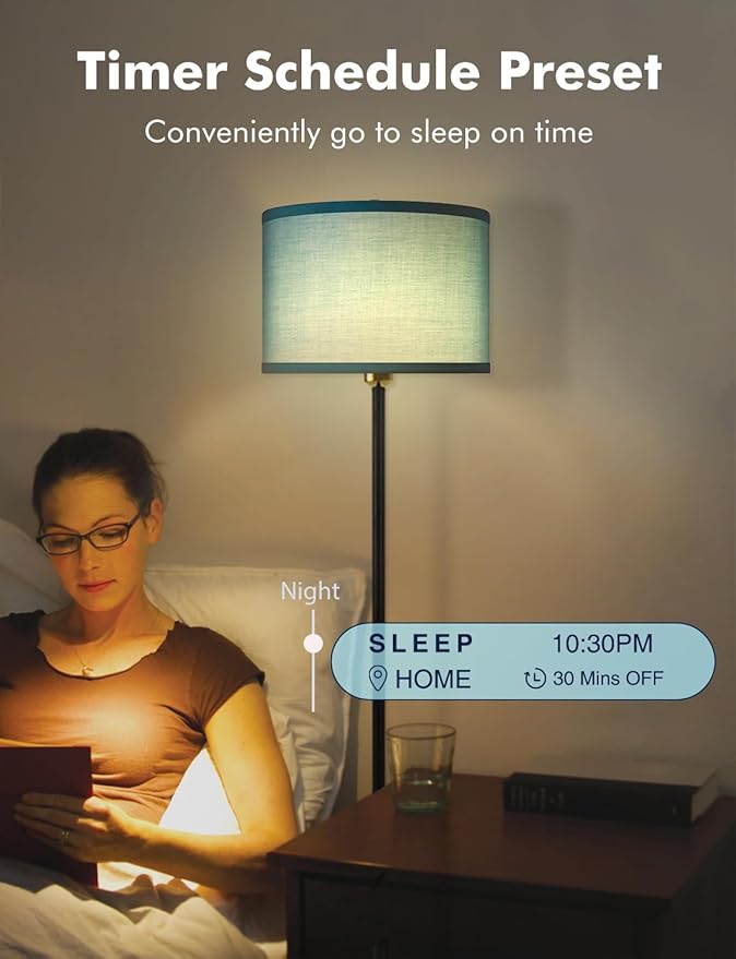 YHW Floor Lamps for Living Room Compatible with Alexa Google, Standing Lamp Tall Lamps for Living Room Bedroom Office Classroom Dorm Room. (Teal)